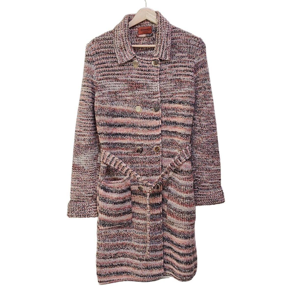 MISSONI ミッソーニ　ウールコート　シルク　総柄　マルチカラー　サイズ42 MISSONI ミッソーニ ウールコート シルク 総柄 マルチカラー
