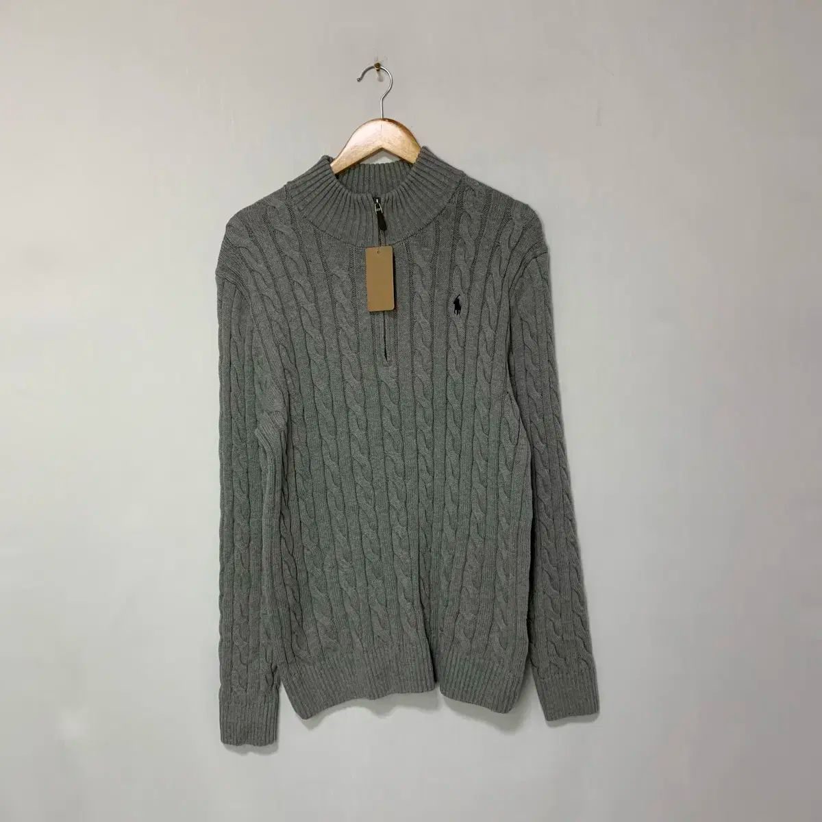 ポロ Ralph Lauren ラルフローレン ケーブル ハーフジップ ニット グレー レディース XL ヴィンテージ ユニセックス