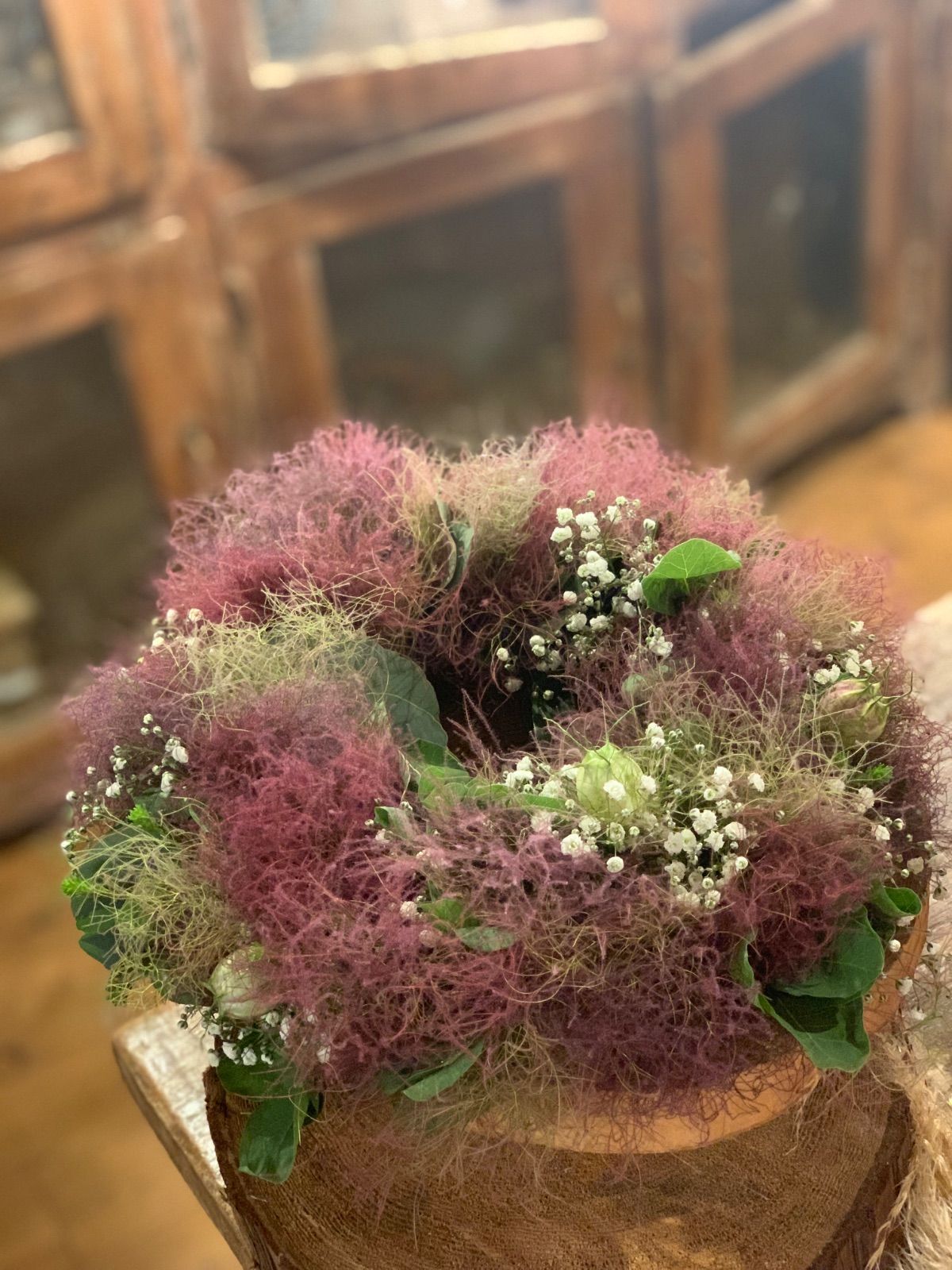 スモークツリー　リース ドライフラワー 【花屋が作る】スモークツリーリース 今が旬のスモーク