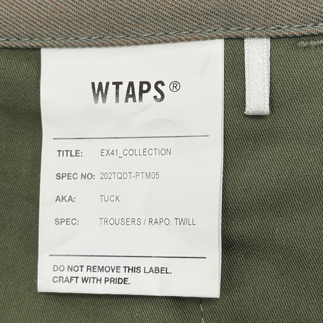 WTAPS 20AW TUCK TROUSERS RAPO.TWILL トライザー チノ パンツ ダブル