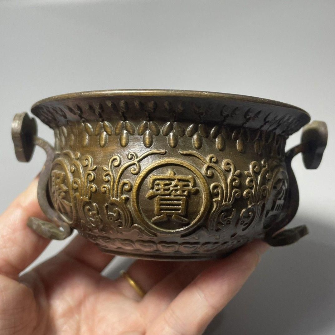銅細工 聚宝盆 摆件 香道具 装飾品 工芸品 美術品