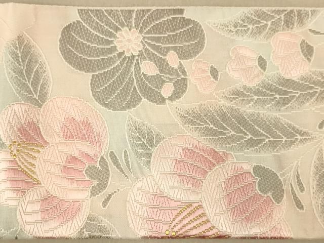 平和屋着物◎八寸名古屋帯 唐織 草花文 金糸 正絹 逸品