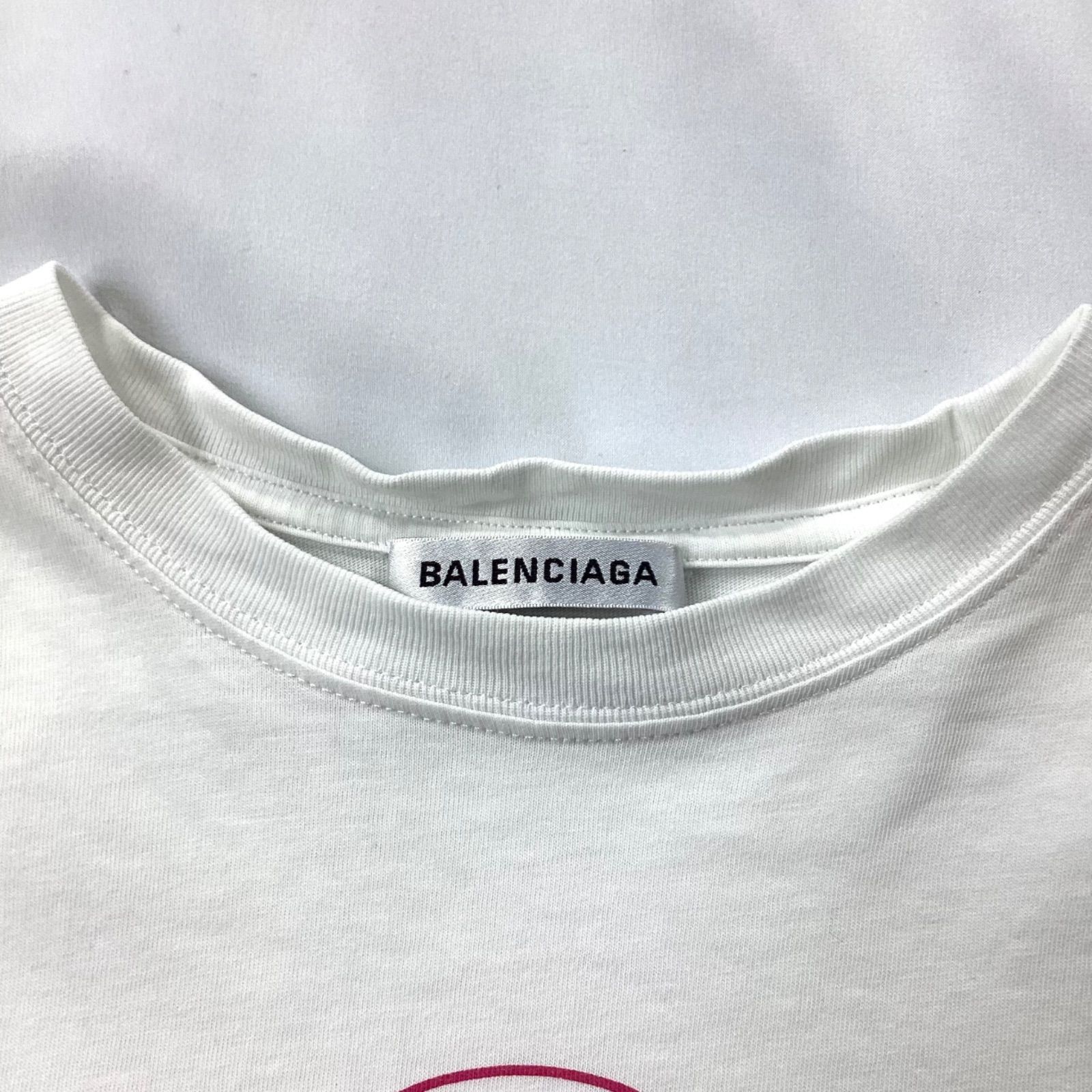 BALENCIAGA バレンシアガ Tシャツ BBロゴ ホワイト ピンク