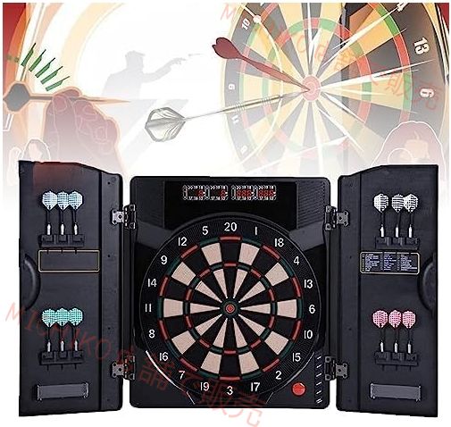 電子ダーツボードセット ダーツマシン 業務用 LED電動デジタルダーツボード キャビネット自動採点付き電子ダーツトレイバー折りたたみダーツボックス ダーツ12本付き エンターテイメントダーツボードスポーツ用品