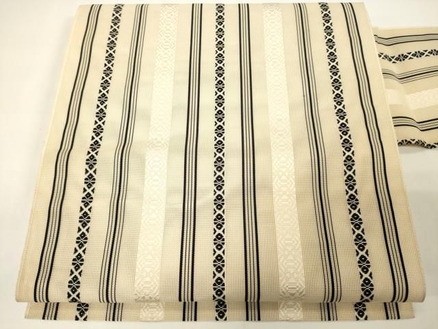 平和屋着物＊夏物 八寸名古屋帯 唐織 御所車草花文 金糸 正絹 逸品