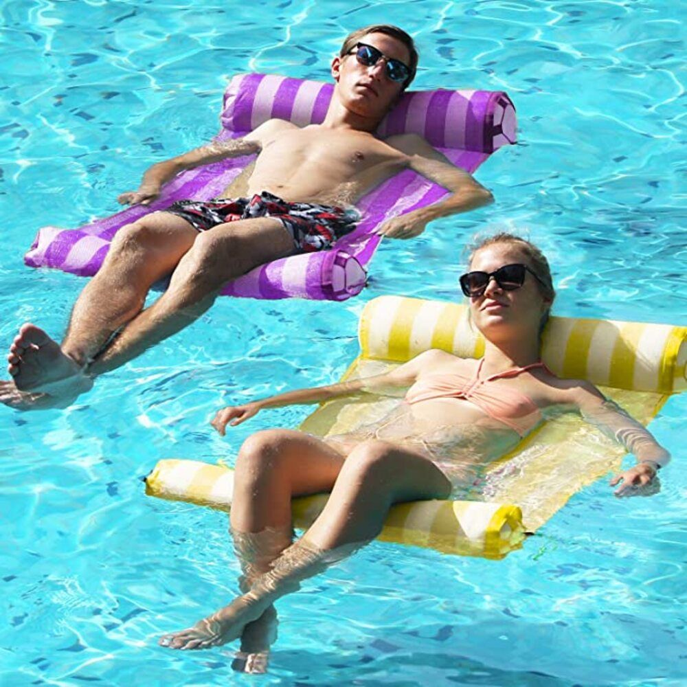 浮き輪 浮輪 プール フロートチェア ウォーター ハンモック 水遊び 海 ビーチ 2色セット 黄×紫黄×紫P_0