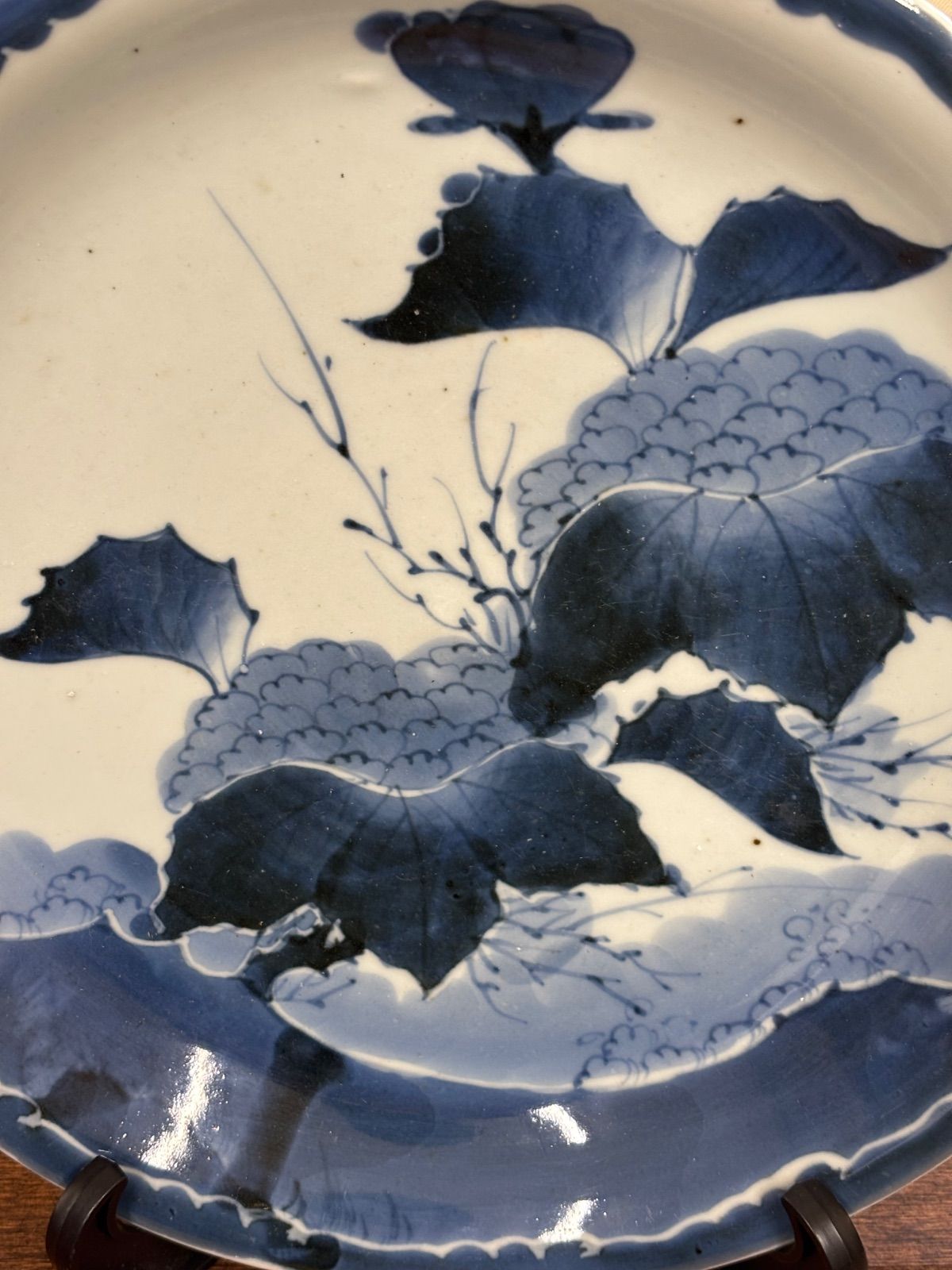 古伊万里 志田窯 【染付 花葉文皿】(27) 28.5センチ - メルカリ