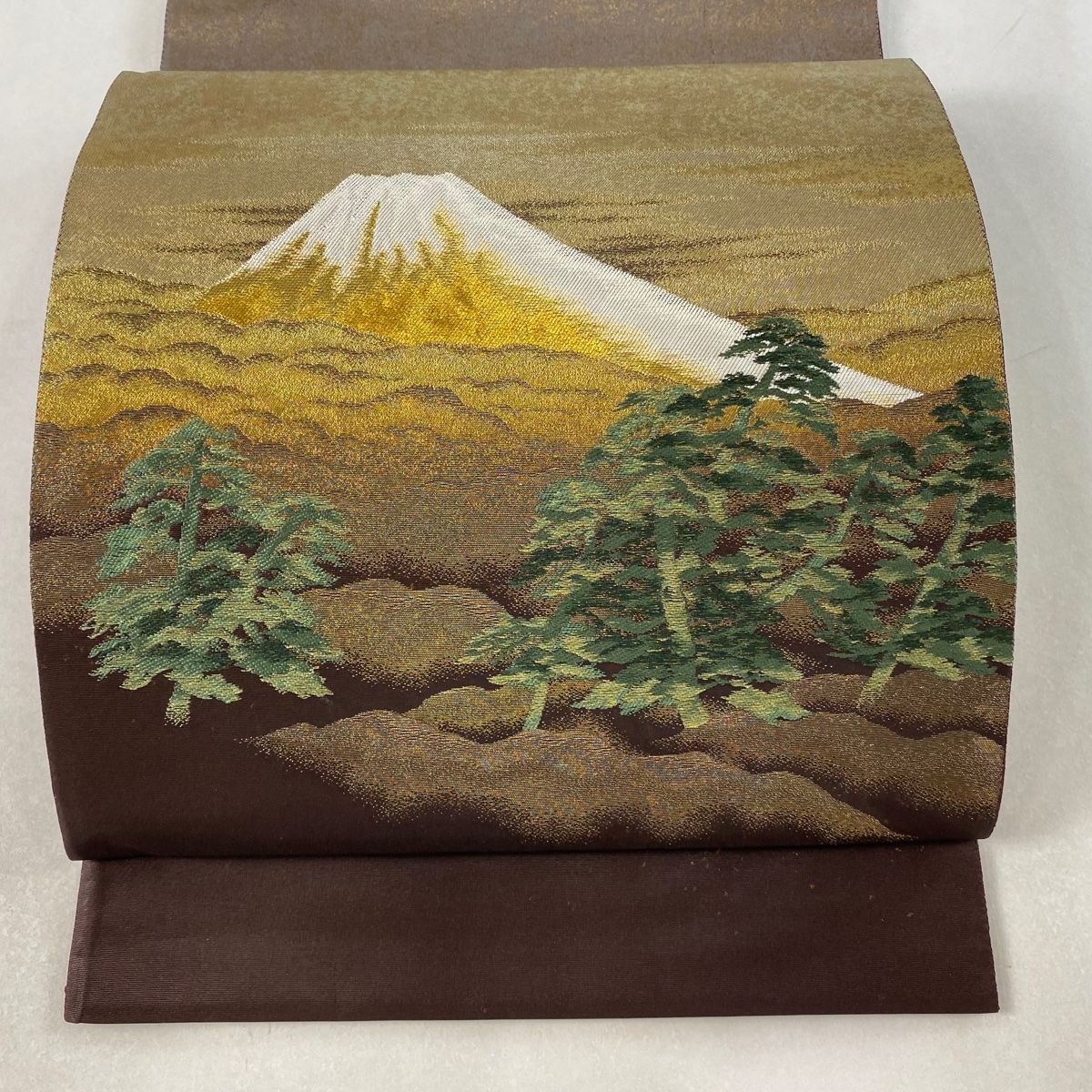 袋帯 美品 逸品 じゅらく 落款 横山大観 富士山 松 金糸 箔 茶紫 お太鼓柄 正絹 【中古】 - メルカリ