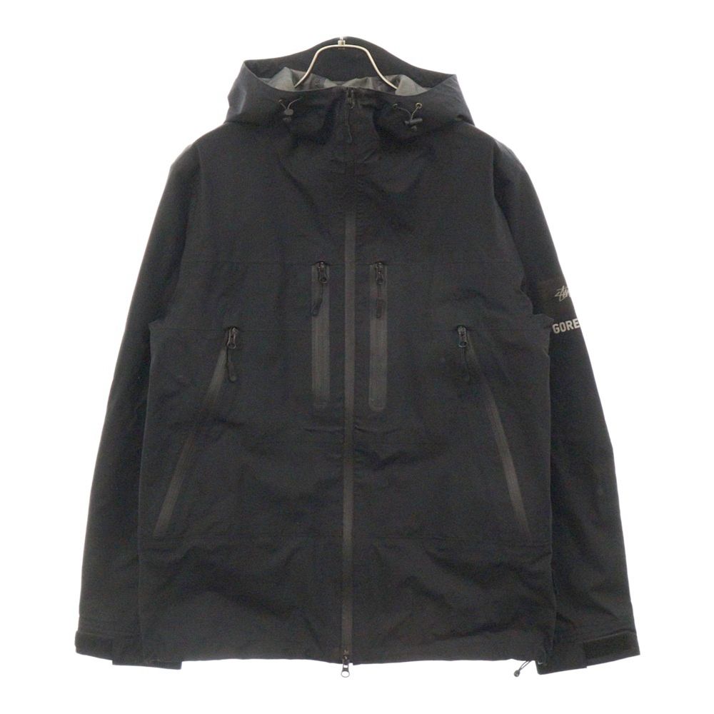 STUSSY ナイロンジャケット マウンテンパーカー ジップアップ ブラック STUSSY ステューシー ナイロンジャケット マウンテンZIPパーカー