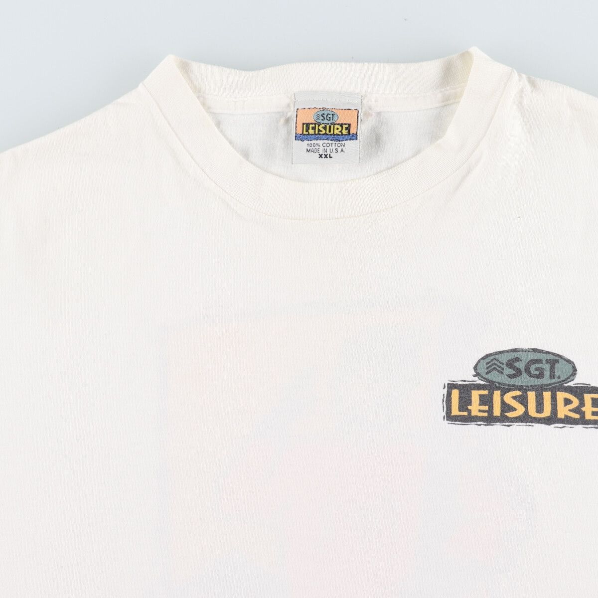 古着 90年代 LEISURE バックプリント プリントTシャツ USA製 メンズXXL 