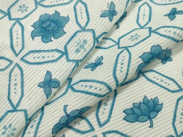 平和屋着物＊夏物 小紋 絽 舞蝶文 洗える着物 BAAU3431hj