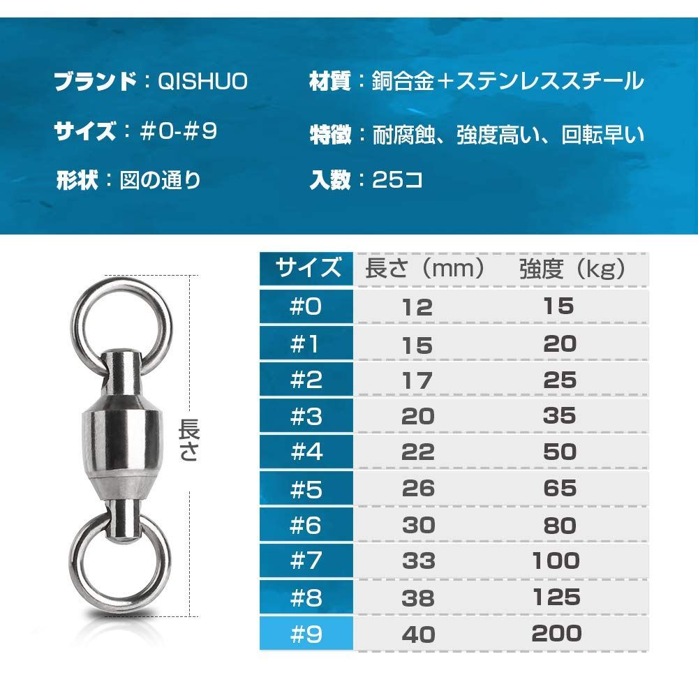 QISHUO 高強度 ベアリング スイベル ステンレス 釣り 溶接 リング