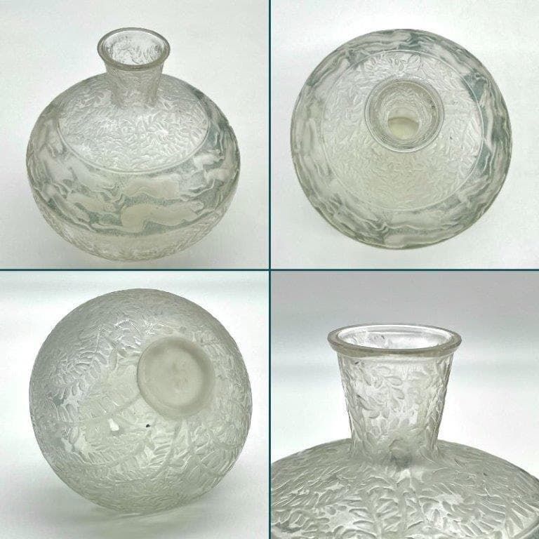 ルネ ラリック ガラス 野兎 花瓶 LIEVRES 鉢 西洋 アンティーク フラワーベース アールヌーボー アールデコ うさぎ 兎草文 1923年