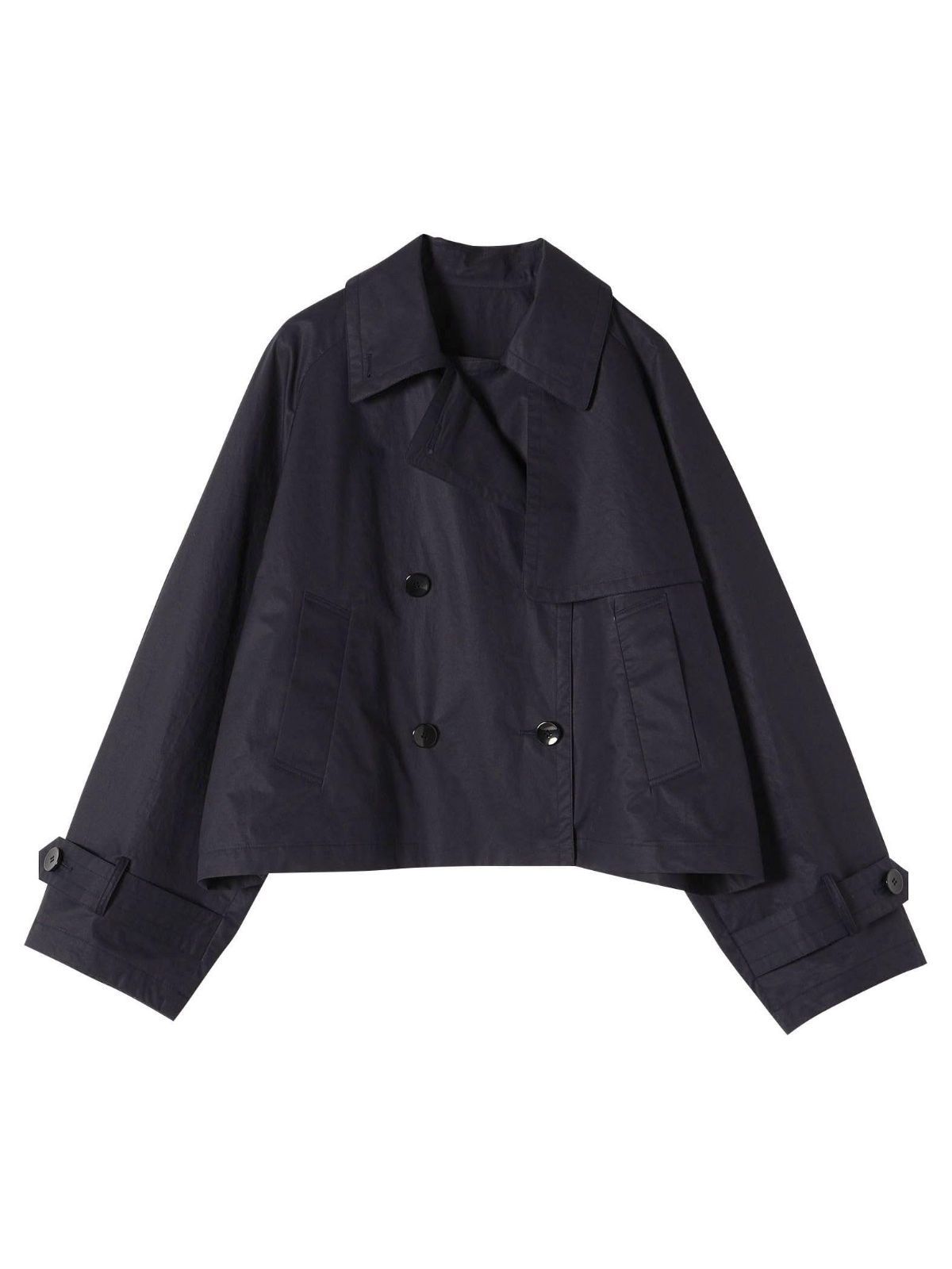 Navy2_38- 38 シップス フォー ウィメン コート 手洗い タイプライター ボリューム スリーブ ショート トレンチ コート レディース 314110448 ネイビー 38
