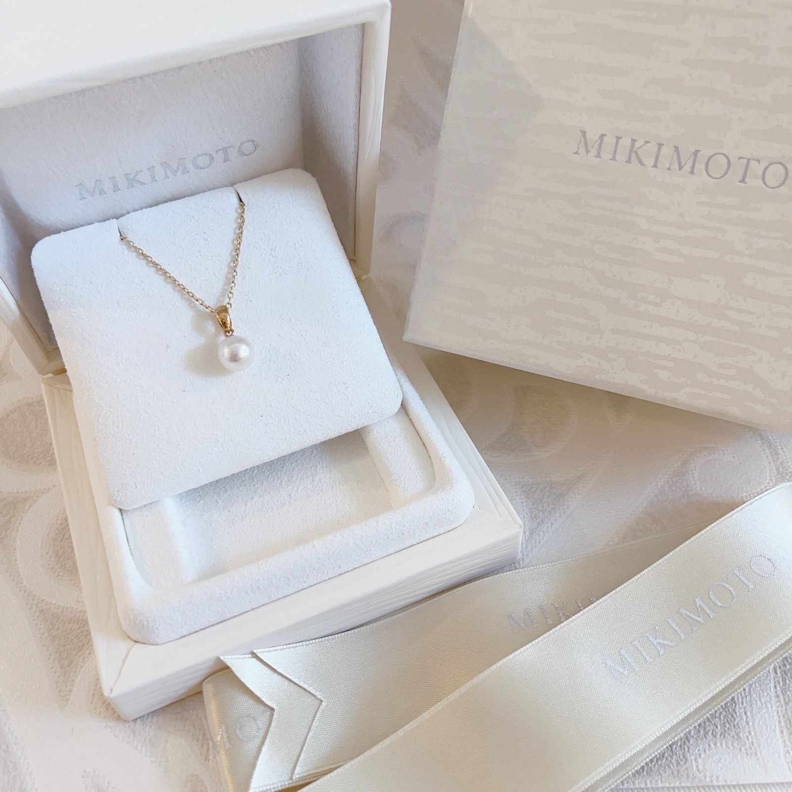 チェーン18Kゴールド美品‪☆‪MIKIMOTO☆18K 1粒パールネックレス 箱付き