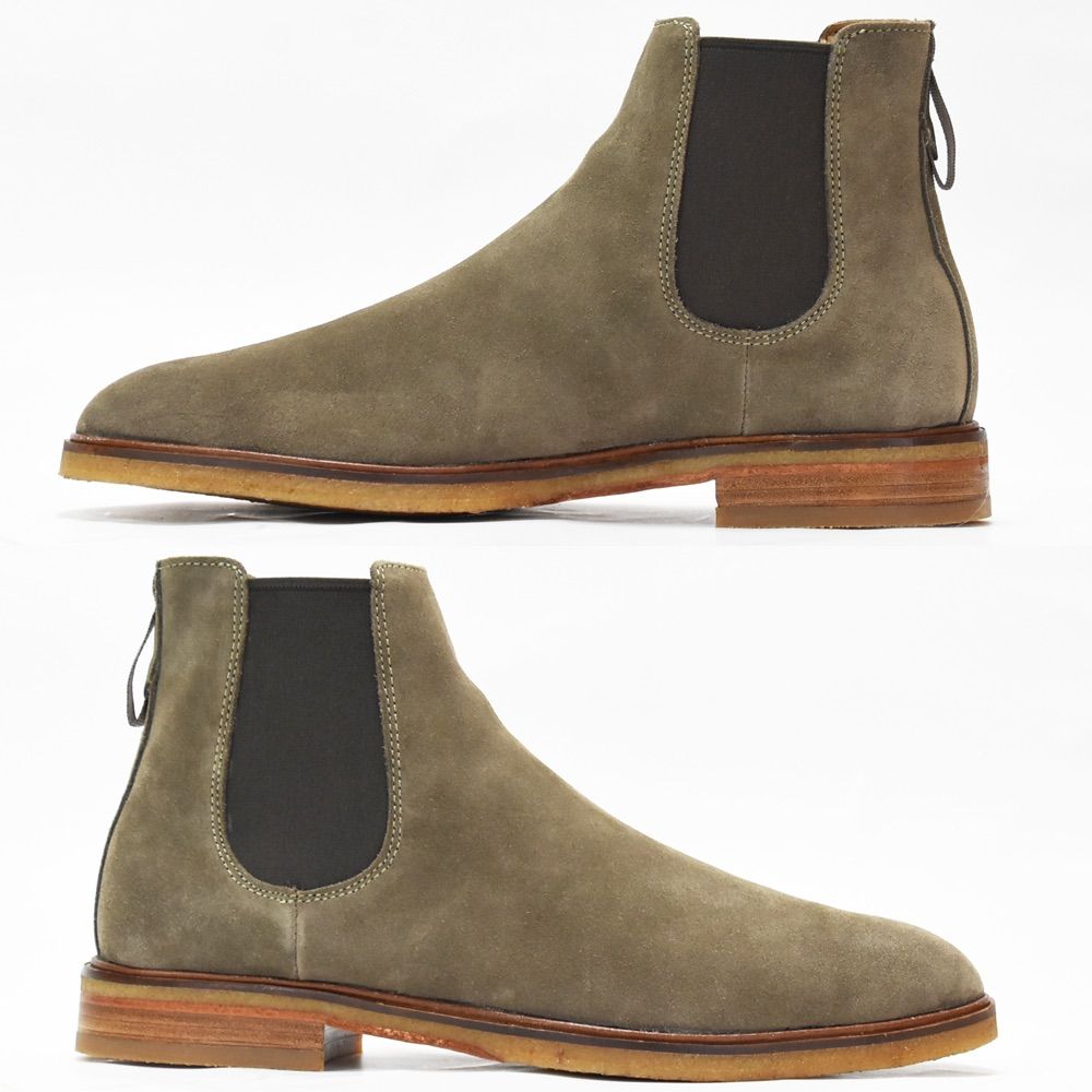 新品 未使用 Clarks Clarkdale Gobi クラークス クラークデール ゴビ サイドゴアブーツ チェルシー  本革 レザー グレー クレープソール オリーブスエード UK9 27.0cm