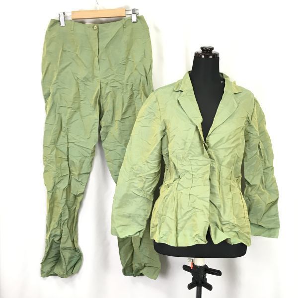 フランス製 KENZO 上下セットアップ|麻＆絹|リネン＆シルク Womens size -L|40|緑|Green ジャケット＆パンツ|Set up◆BH258<sale>