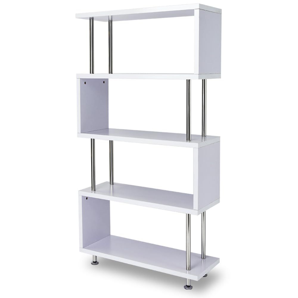 迅速発送 アイリスプラザ 本棚 ディスプレイラック 収納 オープンラック 靴箱 下駄箱 パイプ S字 5段 耐荷重75㎏ ホワイト 幅80×奥行29.5×高さ151.4cm SRK-8315