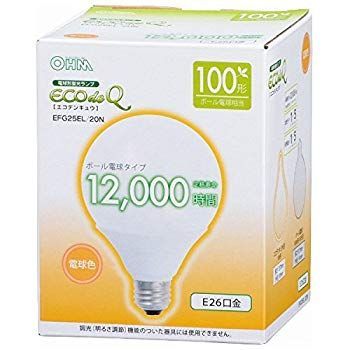 オーム電機 電球形蛍光灯 エコデンキュウ G形 E26 100形相当 電球色 [品番]06-0265 EFG25EL/20N 2zzhgl6 オーム電機 電球形蛍光灯 エコデンキュウ G形 E26 100形相当 電球色