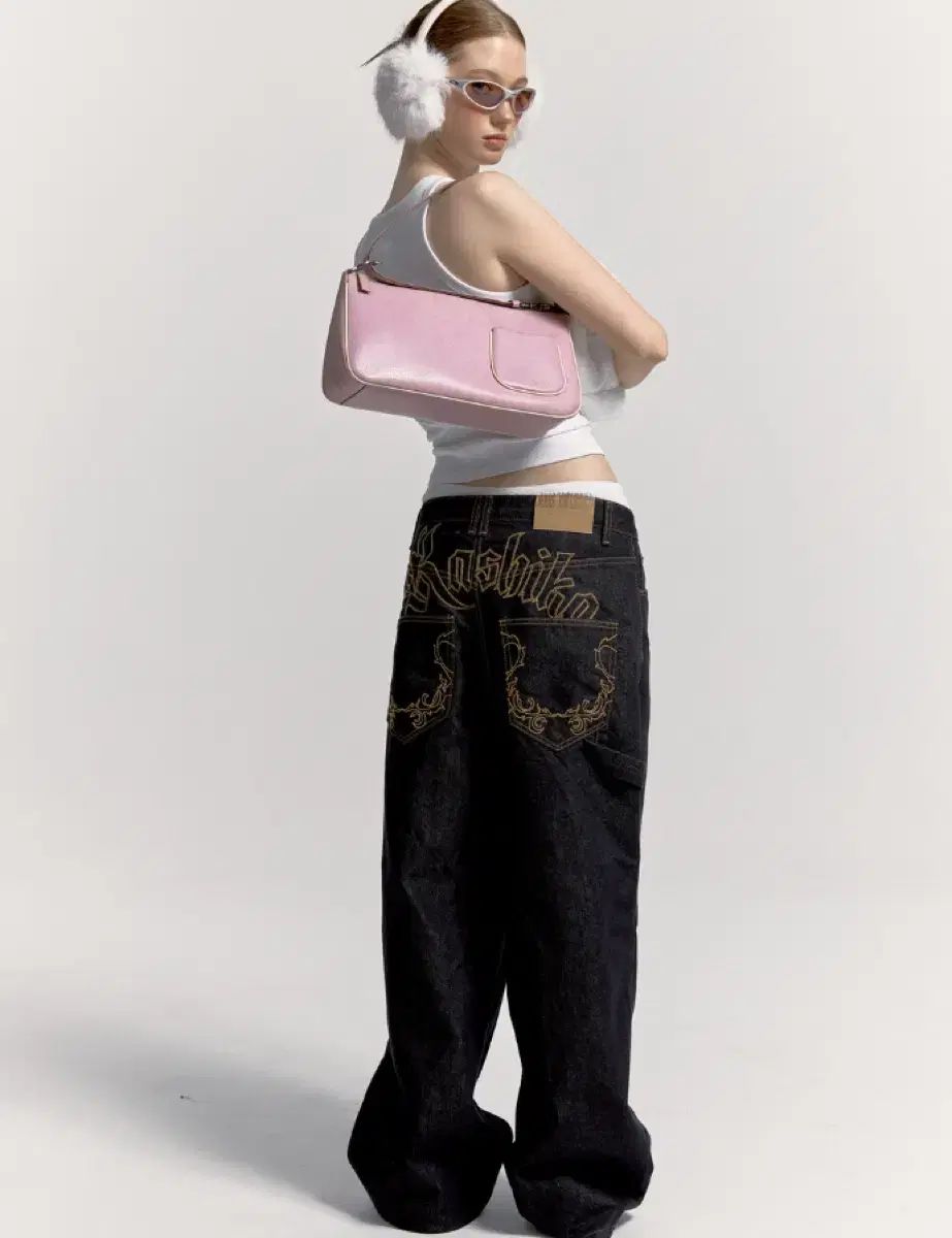Kashiko カシコ Embroied Nonfade Denim Pants 青 M