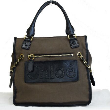 中美品 クロエ Chloe ハーレー ショルダーバッグ ブラウン ブラック