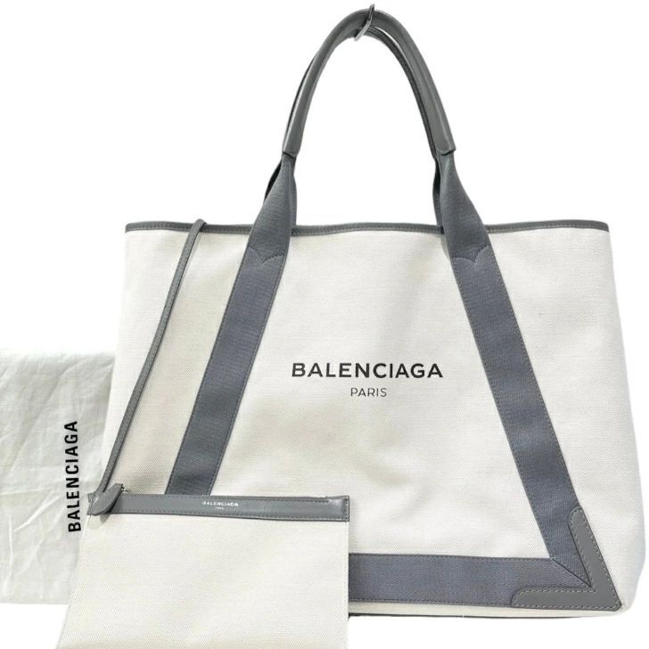 バレンシアガ ネイビーカバス M キャンバス トートバッグ