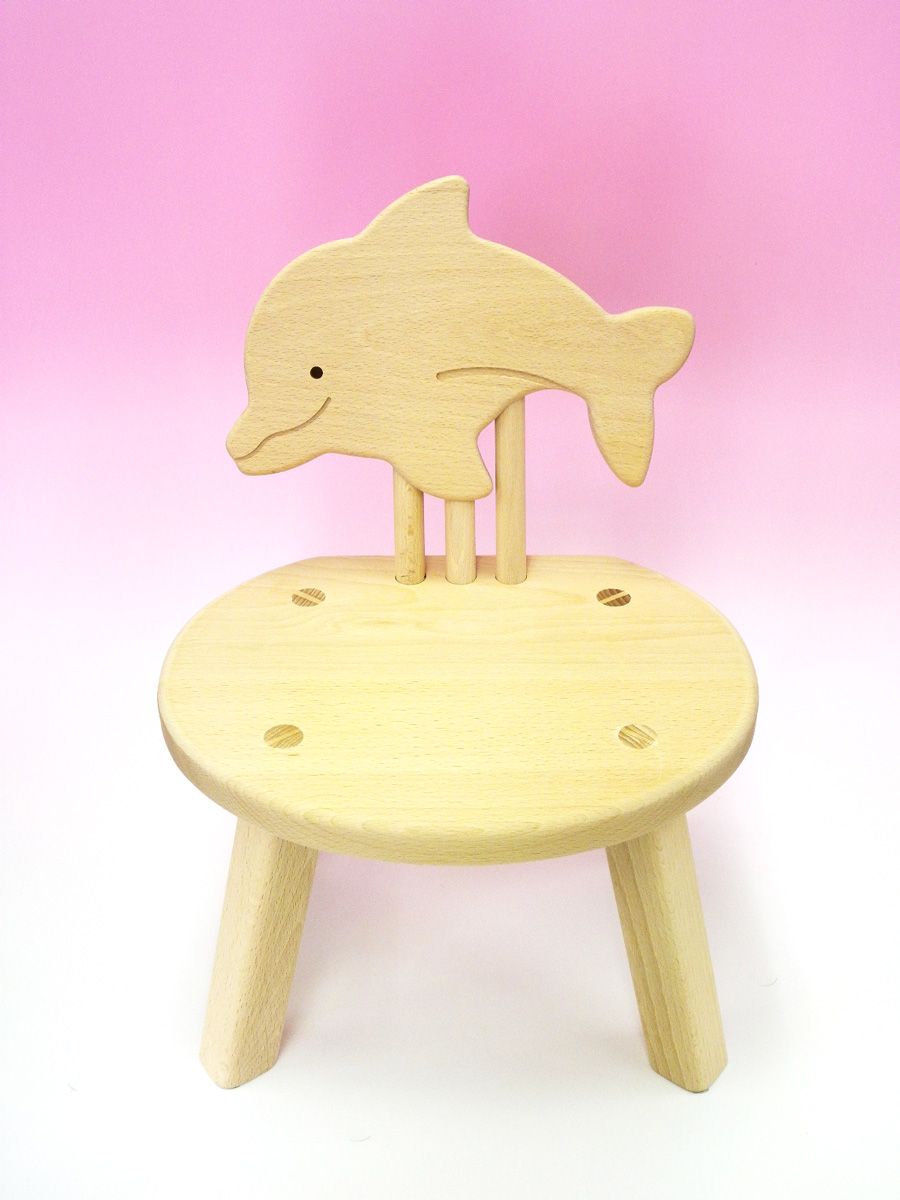 【新品】木のおもちゃ 子供椅子ひじ掛無（いるか）イルカ