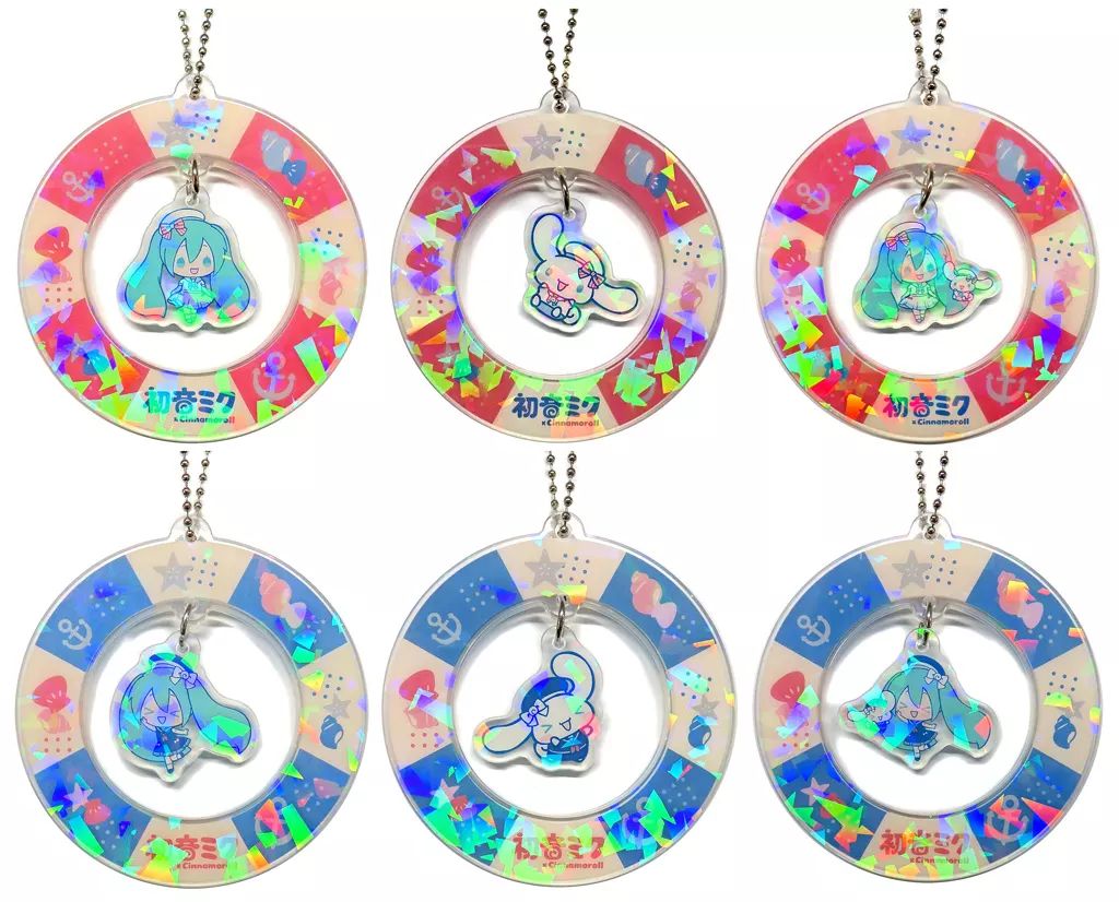 初音ミク × シナモンロール ゆらゆらアクリルキーチェーン 全6種 C初音ミク&シナモロール(赤)】初音ミク×シナモロール ゆらゆら