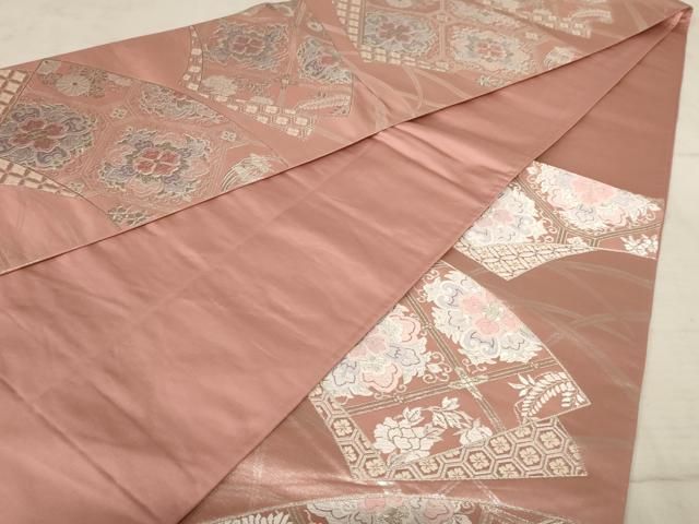 袋帯 平安 美しい鶴の上品な織出し 正絹 AO-3779 平和屋着物◎六通柄袋帯 唐織 粋華扇面 銀糸 正絹 逸品