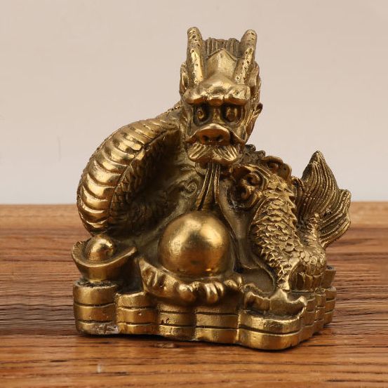 銅製 神獣 水獣 吸水竜王 鎮宅 辟邪 開運 風水 招財 置物 工芸品