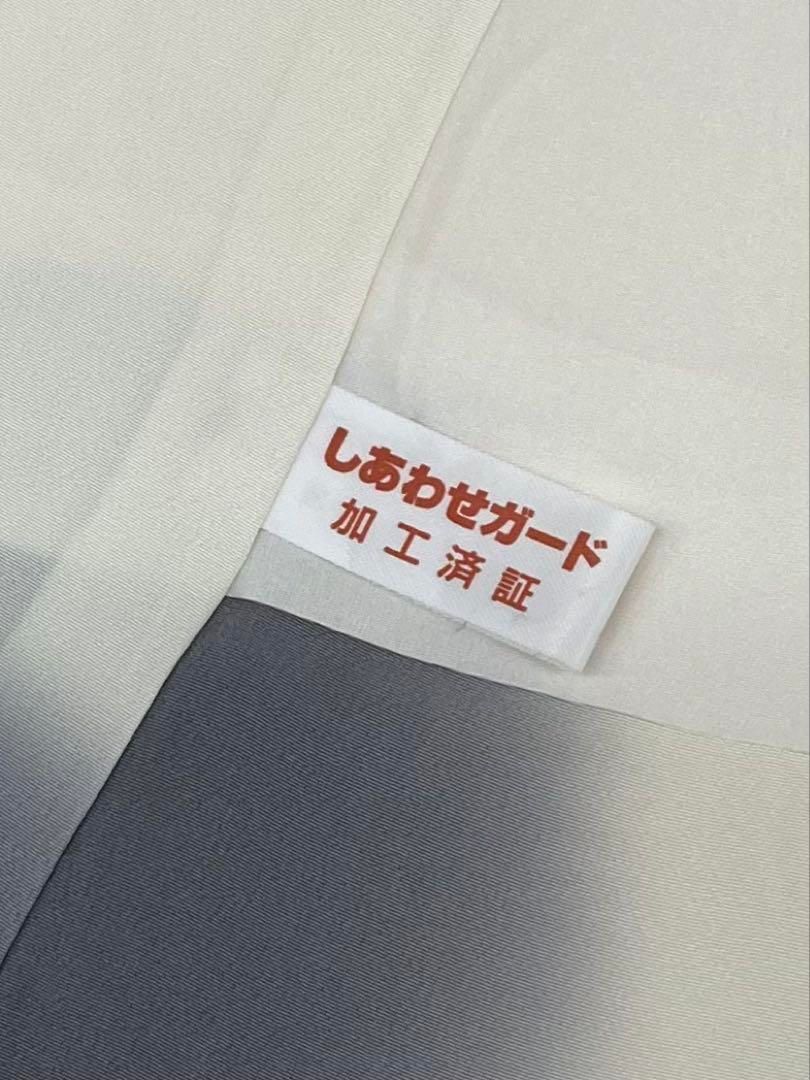 東京友禅 菅有鬼一 訪問着 落款入 柳 銀彩 紋意匠 正絹 ガード加工 