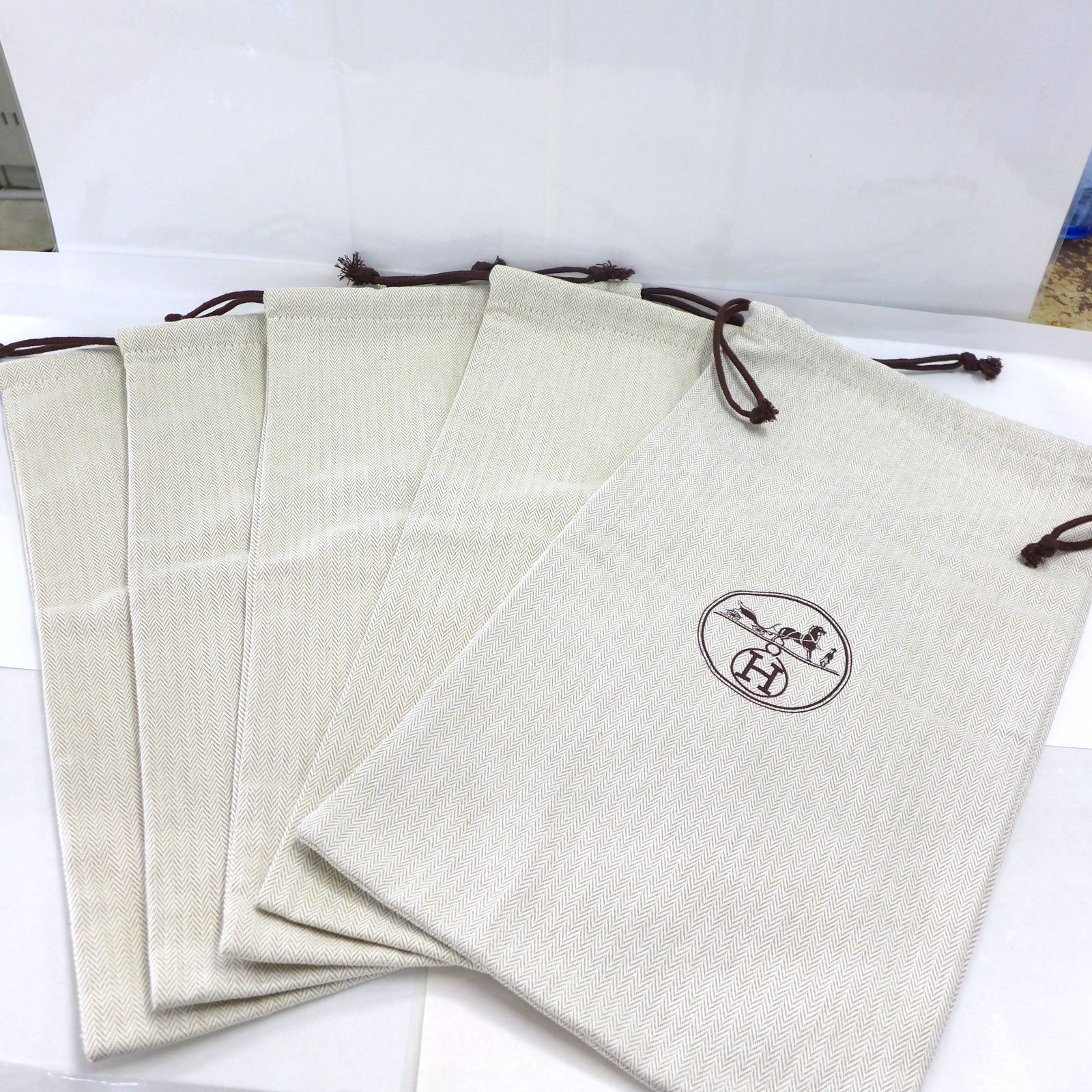 HERMES エルメス 保存袋 巾着 シューズケース 5枚セット ① 公田