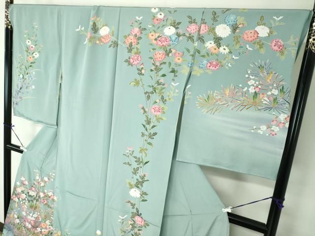 平和屋着物○訪問着 友禅 作家物 草花文 暈し染め 上代40万 仮絵羽