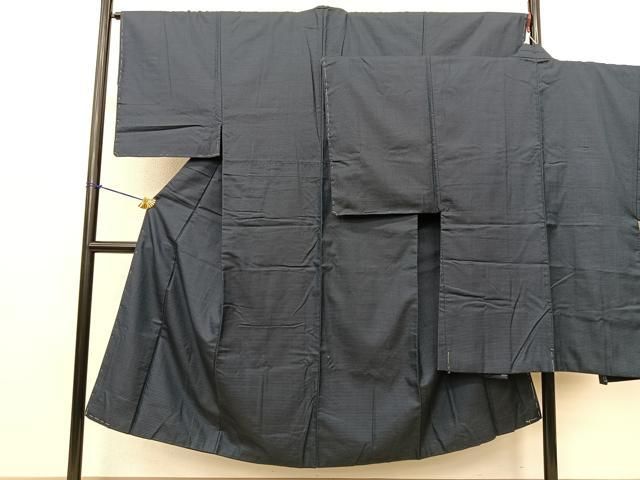 平和屋着物男性　お召　アンサンブル　亀甲文様　羽裏：龍　正絹　逸品　BAAO8720fw