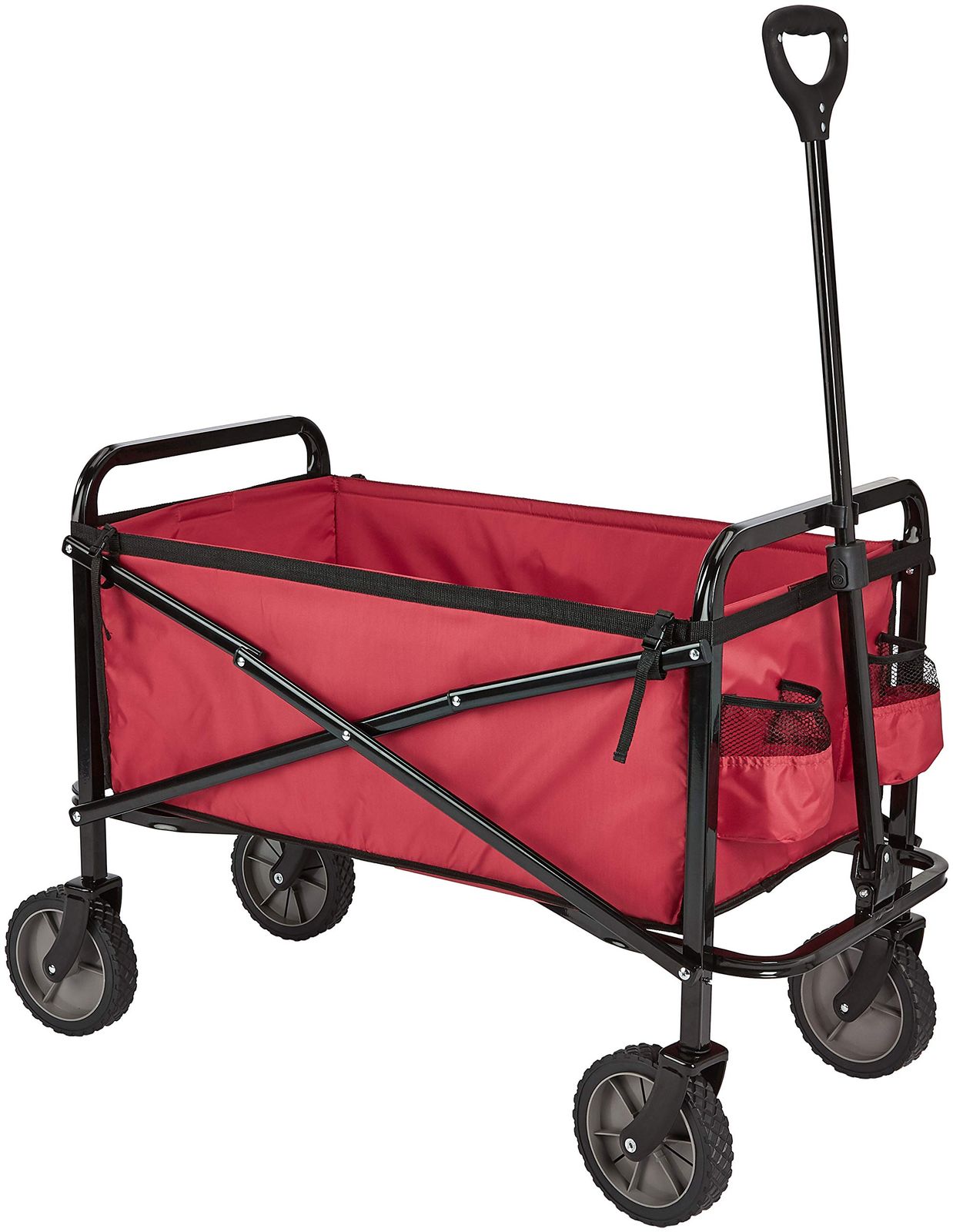 レッド 103.9Dx50.8Wx70.1Hcm カバーバッグ付き アウトドア用 ガーデンツールコレクション 折りたたみ式 ユーティリティワゴン ベーシック