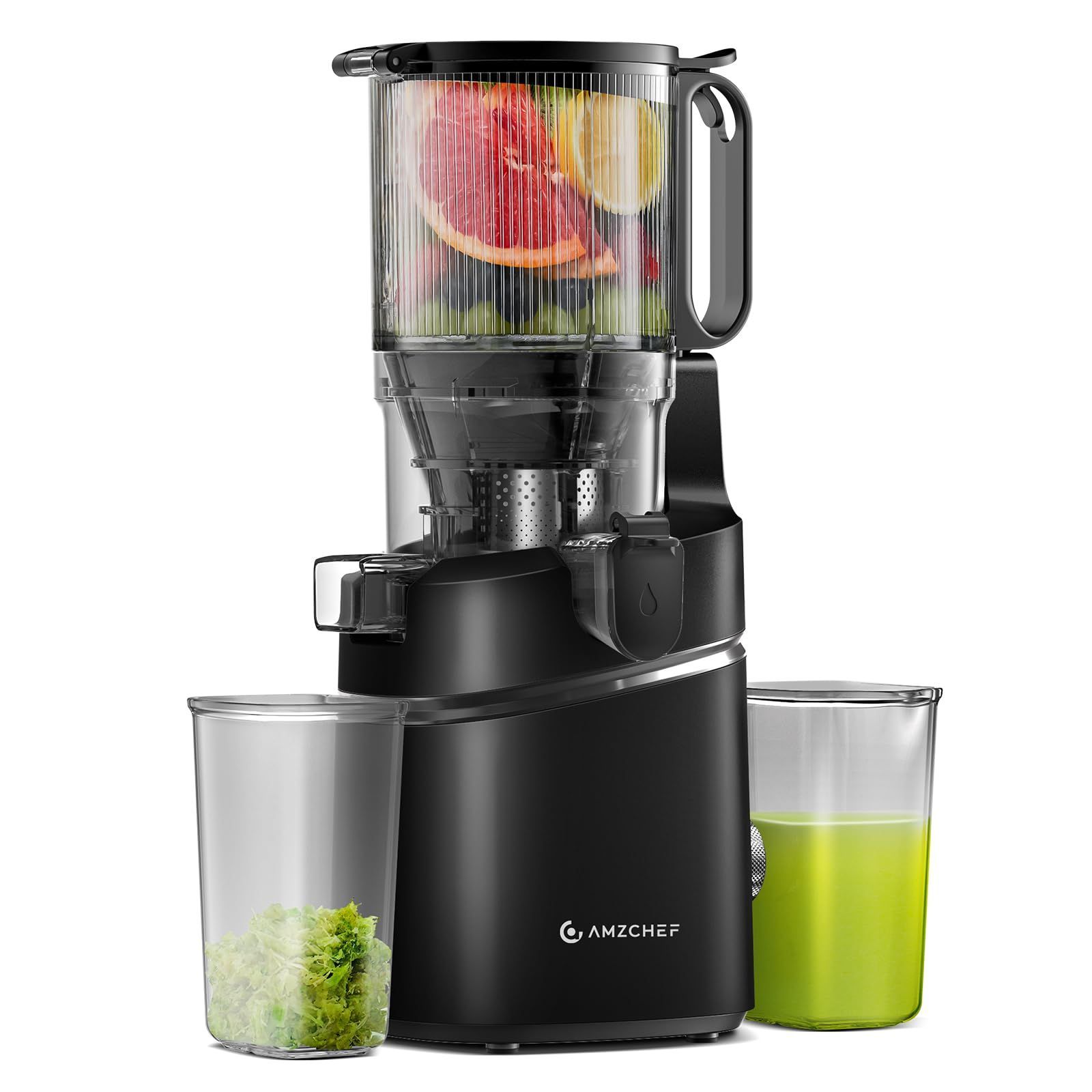 AMZCHEF スロージューサー 130mm広い投入口(1.8L) ジューサー コールド 
