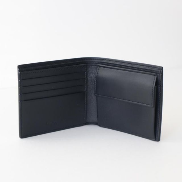 サンローラン 財布 メンズ ブラック ニつ折り 小銭入れ付 本革