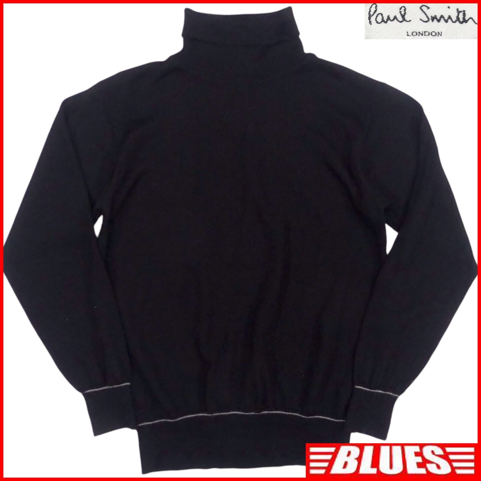 日本製 Paul Smith ポールスミス セーター ニット M メンズ 黒 タートルネック ウール ニット_セーターサイズM一覧←SEULB屋着古← TY3665