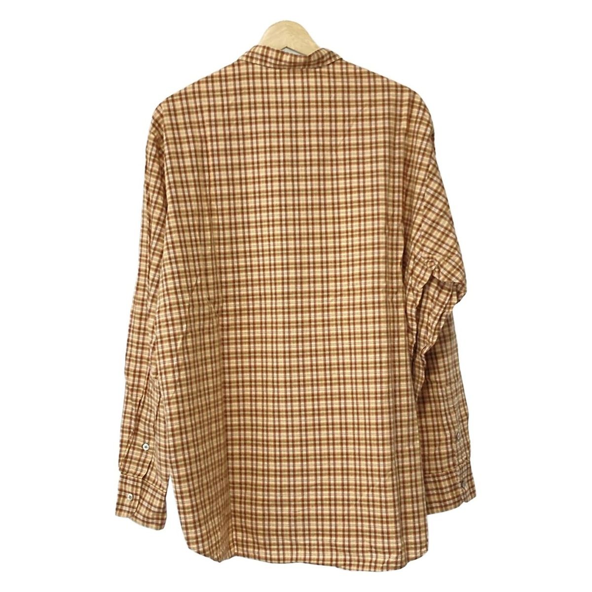 パパス Papas サイズ48 XL ベージュ×ブラウン メンズ 肩パッド 美品 ジャケット Papas(パパス) 長袖シャツ サイズ48 XL メンズ美品 - ブラウン×ダーク
