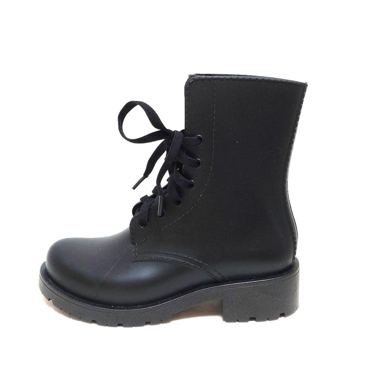 FABIO RUSCONI ファビオルスコーニ レインブーツ 36 レディース - 黒 インソール取外し可 レースアップ