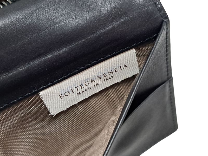 ボッテガヴェネタ 長財布 イントレチャート 財布 クロコ ブラック 黒