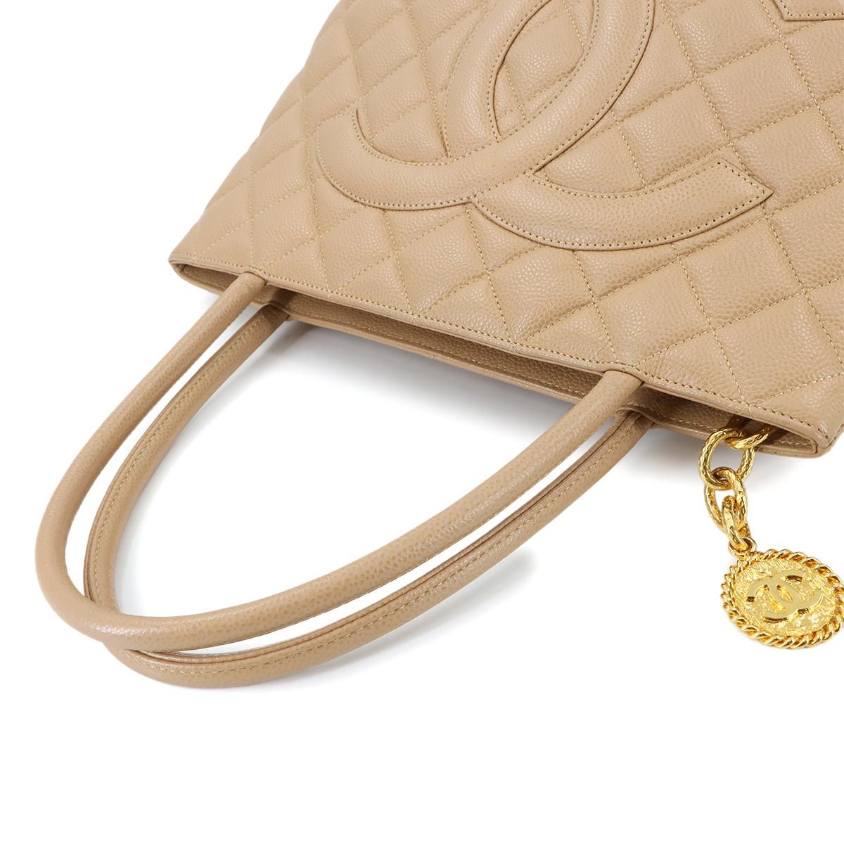 シャネル CHANEL 復刻トート バッグ キャビアスキン ベージュ