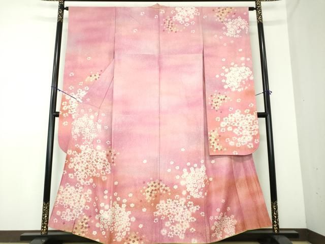 平和屋着物●豪華振袖 作家物 舞花文 暈し染め 金彩 銀通し地 正絹 DAAX4994ps