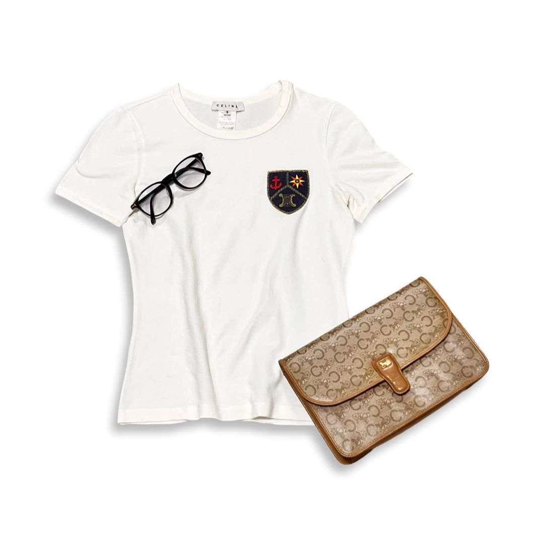 CELINE - CELINE セリーヌ マカダム マリン 半袖 Tシャツ ホワイト レディース size S 国内正規品 CELINE セリーヌ マカダム マリン 半袖 Tシャツ ホワイト