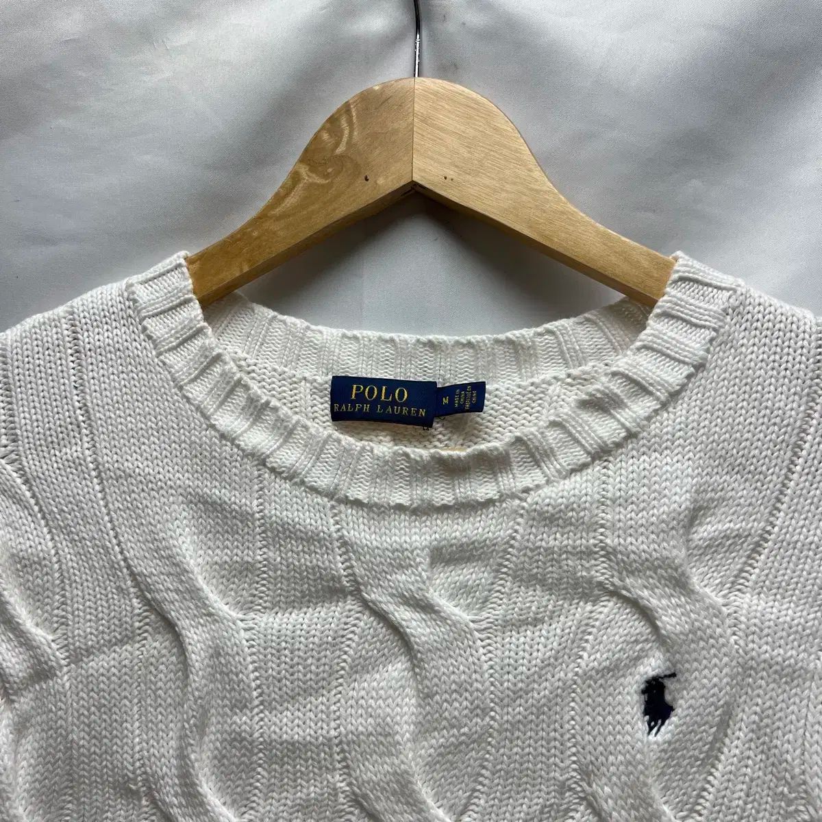 POLO RALPH LAUREN ケーブル編みポロシャツ Mサイズ ホワイト 中古・古着通販】POLO RALPH LAUREN (ポロ・ラルフローレン