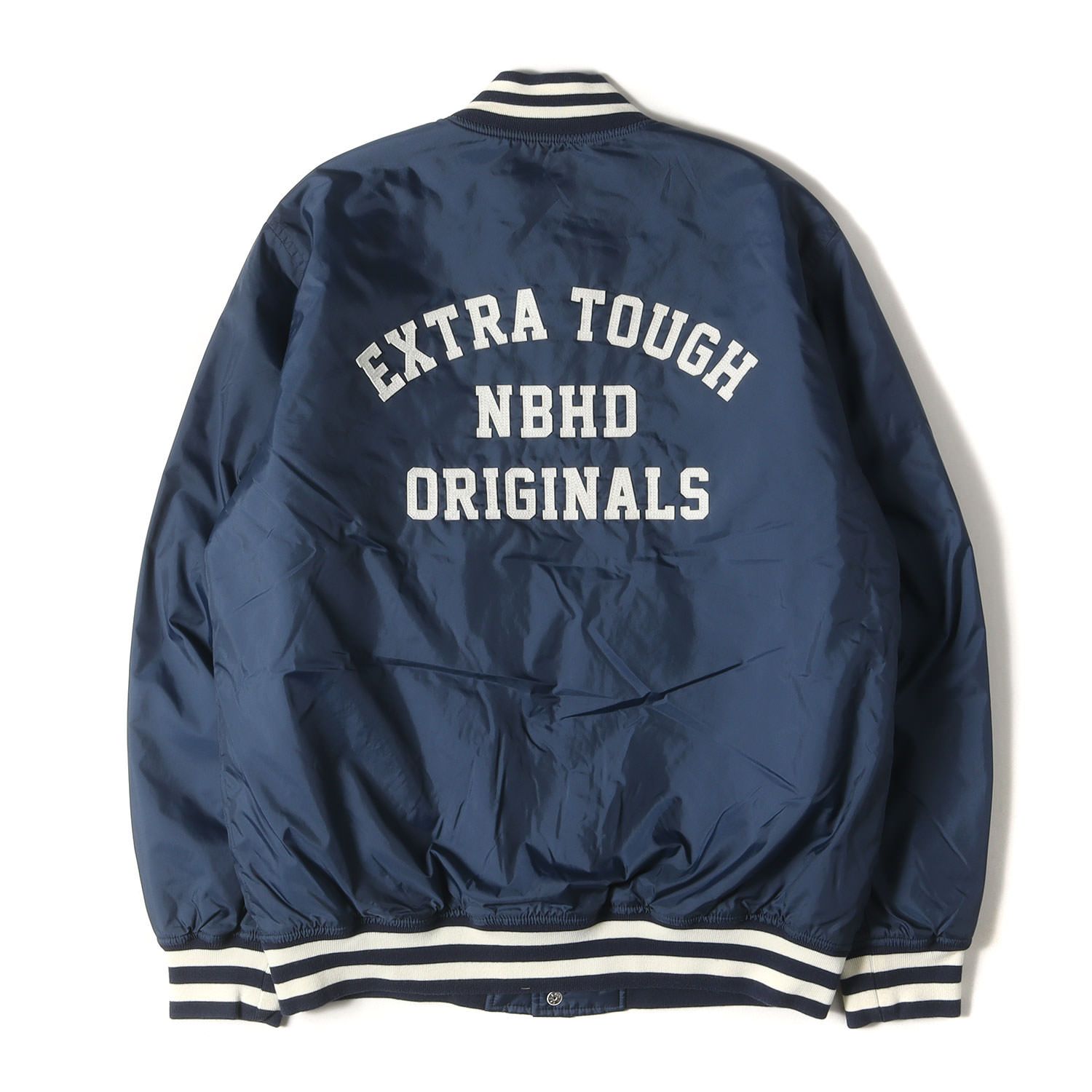 NEIGHBORHOOD ネイバーフッド ジャケット サイズ:M ワッペン付き ナイロンサテン スタジャン B.B. / N-JKT ネイビー 紺  アウター ブルゾン【メンズ】 - メルカリ