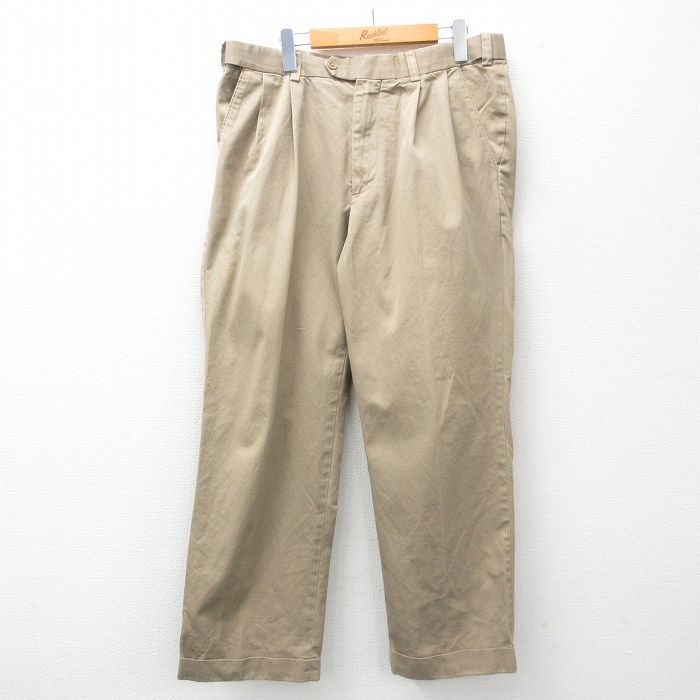 W34/古着 バンヒューセン パンツ メンズ コットン ベージュ カーキ 25jan30 中古 ボトムス ロング