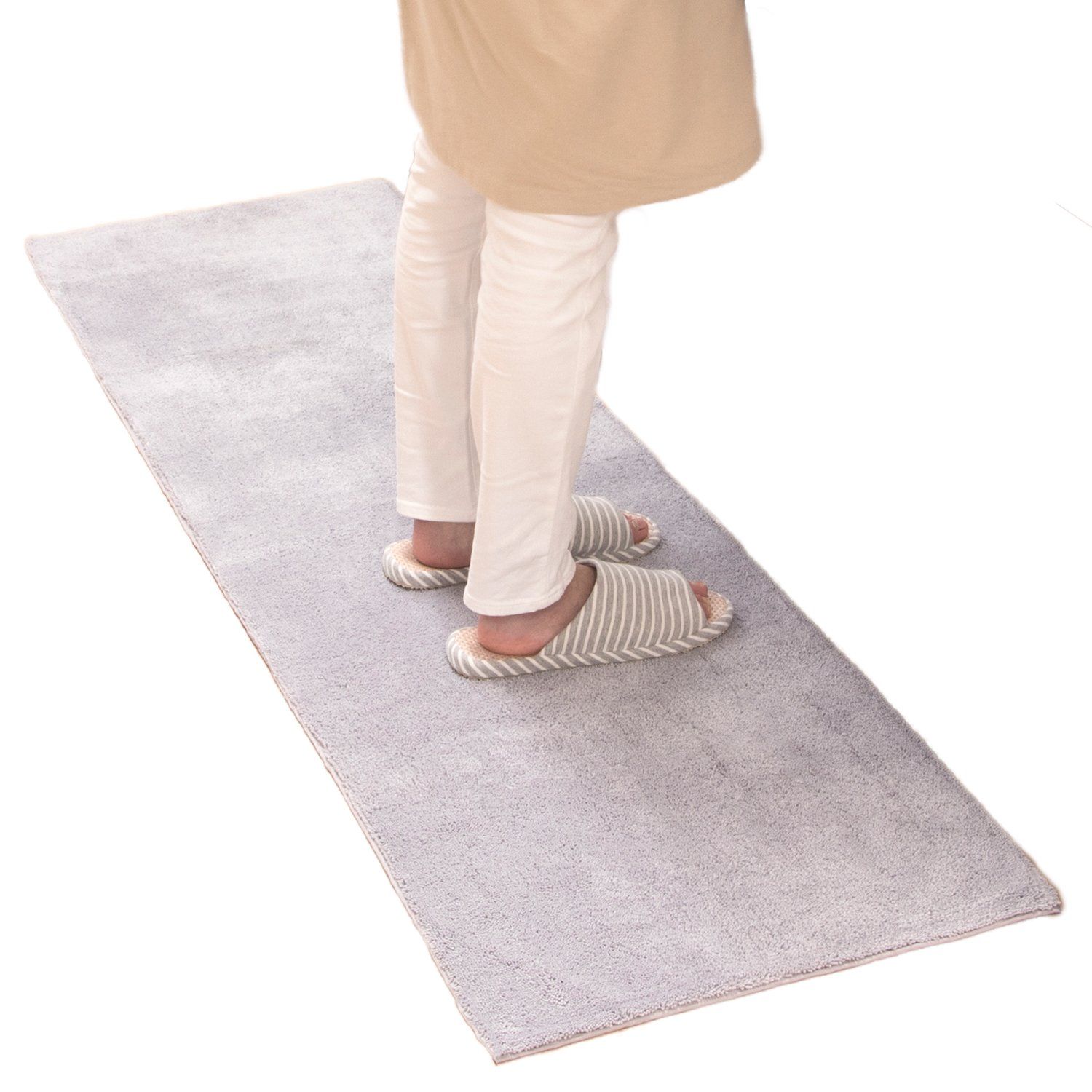 オカ 乾度良好Dナチュレ ロングマット グレー 約50cm×180cm キッチンマットや玄関マット リビングマットなど多目的に