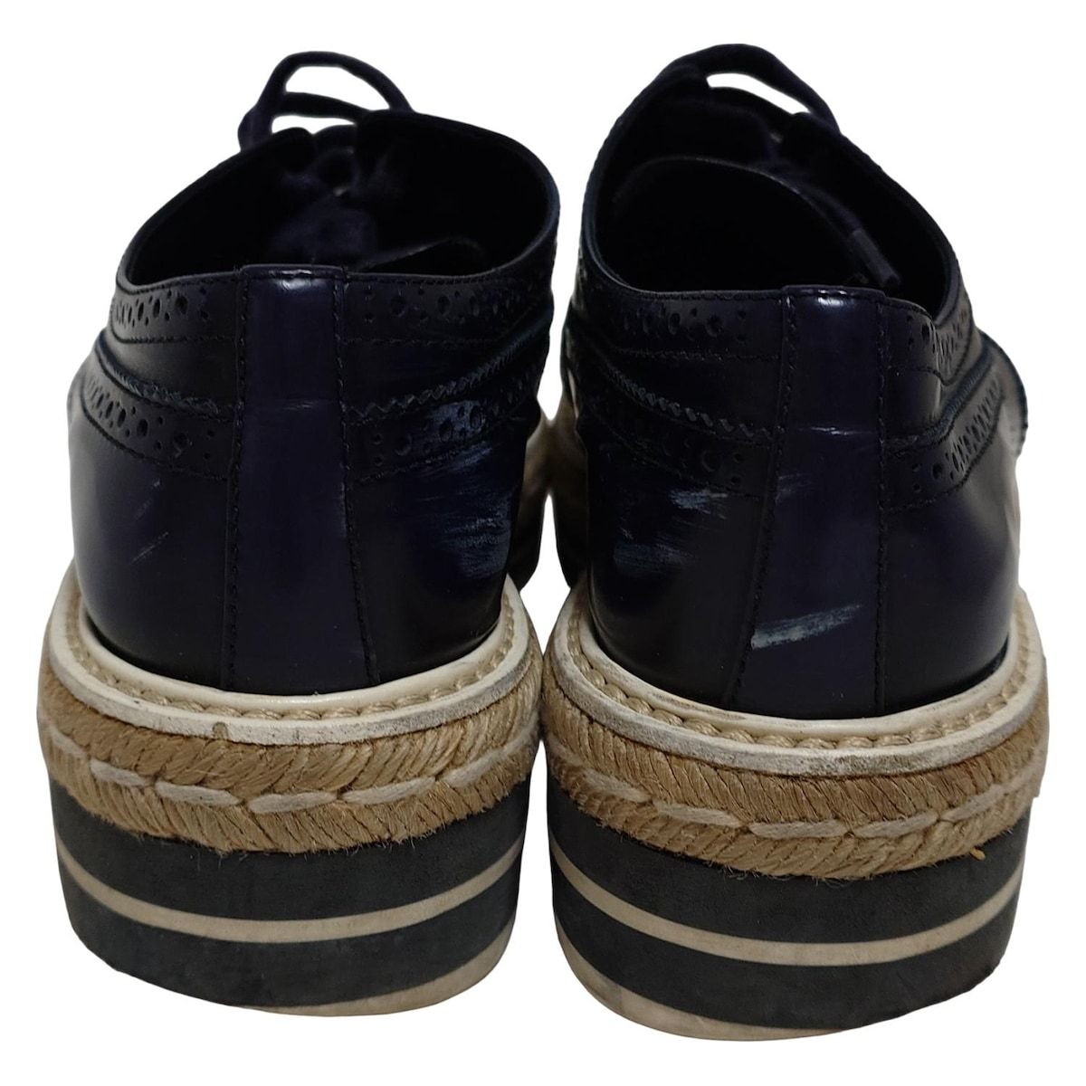プラダのレザーエスパドリーユ⭐︎38サイズ PRADA(プラダ) シューズ 38 1/2 レディース - ダークネイビー