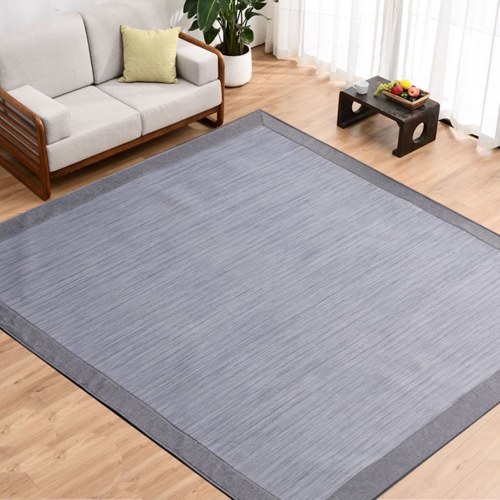 Size 約185X240CM 3畳 _Color グレーブルー aicomri ラグ 夏 カーペット ひんやり 接触冷感 ラグマット 夏用 洗える 長方形 ３畳 185ｘ240 cm 厚7 mm 防ダニ加工 防臭 じゅうたん